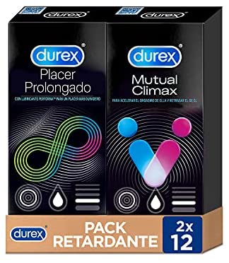 Durex Pack Retardante Preservativos Placer Prolongado + Mutual Climax – 24 Condones
