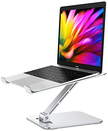 Babacom Soporte Portatil Mesa Plegable, Elevador Laptop Stand con Altura Ajustable, Soporte Ordenador Portátil de Aleación de Aluminio Ventilado Compatible con MacBook Lenovo HP PC 10-16" (Plateado)
