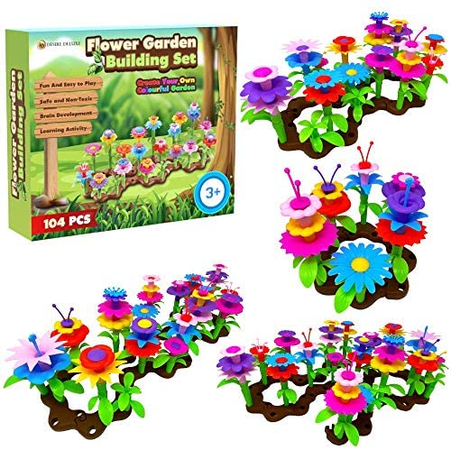 Desire Deluxe Flores Juguete para Niñas, 104 PCS Jardín Flores Playset Regalos, Juego Creativos de Construcción de Floral para Niñas y Niños de 3-6 años