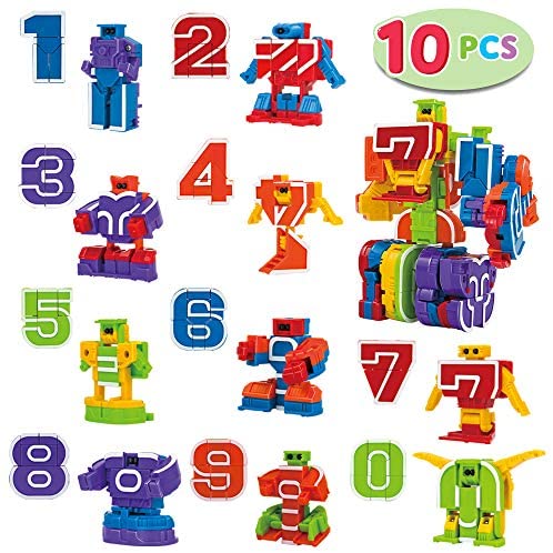 JOYIN 10 Piezas Bots Juguetes Bloques de Construcción Educativos Número de Robot para Niños