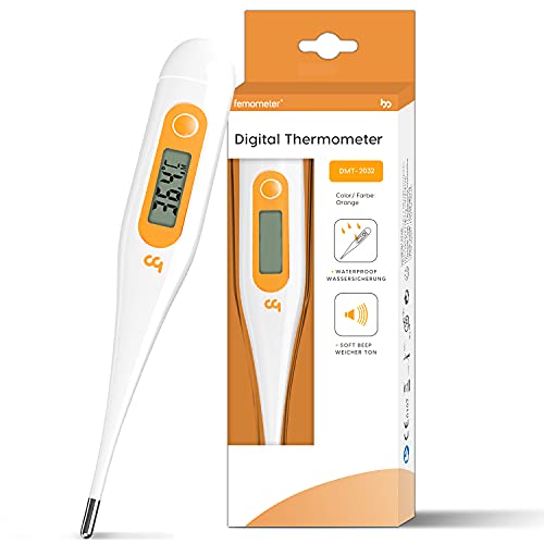 Termometro Digital, Femometer Médico Termómetro para Adultos, Rápido y preciso Conmutable C / F, Oral Medidor de Temperatura para adultos y niños (naranja)