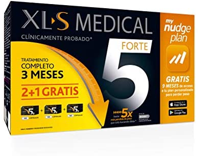 XLS Medical Forte 5 Pack 3 meses + Plan Nudge & Servicio Nutricionista Gratis  Origen Natural 100% Vegano  540 cápsulas, 3 meses