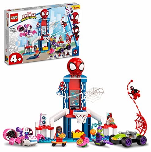 LEGO 10784 Marvel Spidey y Su Superequipo Cuartel General Arácnido de Spider-Man, Juguete para Niños 4 Años con Miles Morales