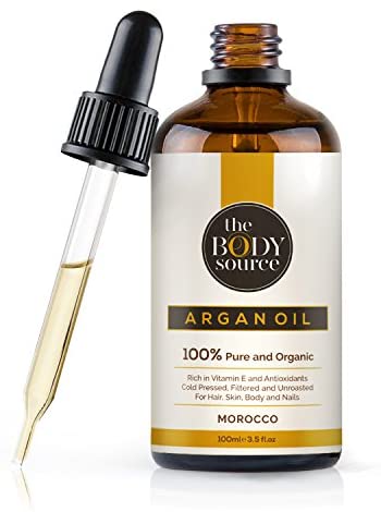 The Body Source Aceite de Argán de Marruecos 100% Orgánico, Rico en Vitamina E y Antioxidantes, Puro Aceite Hidratante para el Cabello, Cuerpo, Cara y Uñas (100ml)
