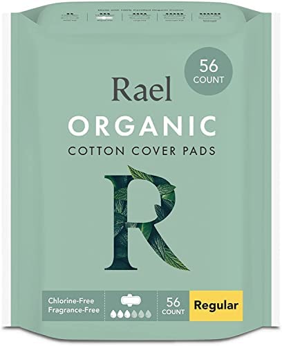 Rael compresas regular ultrafinas, con alas, en algodón orgánico sin perfume ni colorantes añadidos (56 unidades)