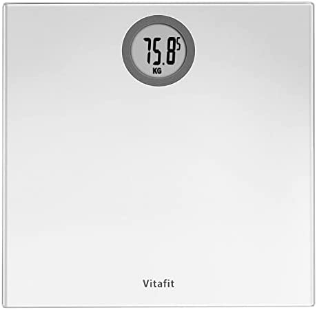 Vitafit Báscula de Baño Digital de Alta Medición Precisa 180kg/400lb con Tecnología Step-On,Pantalla LCD, Elegante Plata
