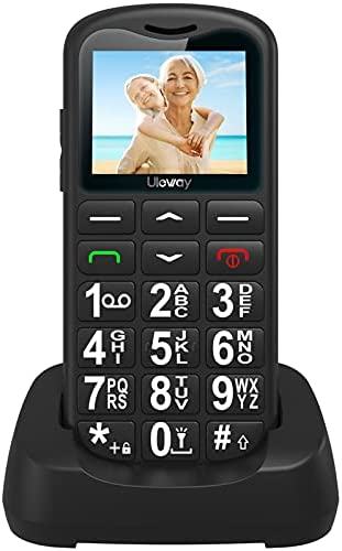 Uleway Teléfonos Móviles para Mayores con Teclas Grandes, Doble SIM Senior Telefonos Basicos con SOS Botón, una Base de Carga, Fácil de Usar para Ancianos (Negro)