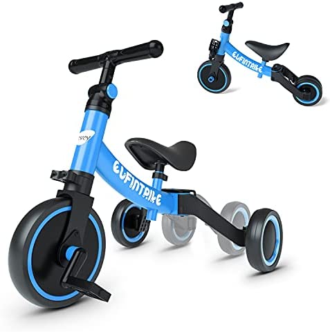 besrey Triciclos para Niños, 5 en 1 Una Bici Multifunción, Adecuado para niños de 1-4 años,Triciclo,Bicicleta,Carro de Equilibrio,Caminante, Altura del Asiento Regulable, Rojo