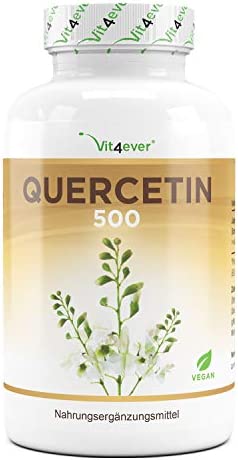 Quercetina – 500 mg – 120 Cápsulas – Suministro para 4 meses – Probado en laboratorio – Hecho naturalmente de extracto de flor de árbol de cordero japonés – Alta dosis – Vegano