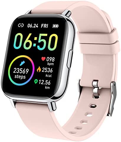 Smartwatch, 1.69" Reloj Inteligente Mujer Impermeable IP68 Pulsera Actividad 24 Modos Deporte con Pulsómetro Monitor de Sueño Monitores Actividad Cronómetros Calorías Podómetro para Android iOS
