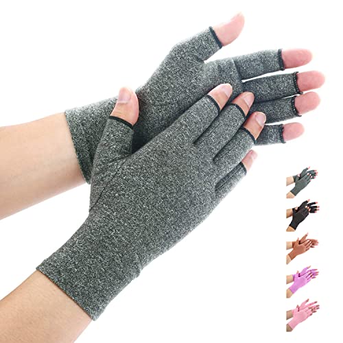 Duerer Arthritis Gloves, guantes de compresión mujeres y hombres alivian el dolor de reumatoide, RSI, túnel carpiano, guantes de mano para el trabajo diario (Negro, L)