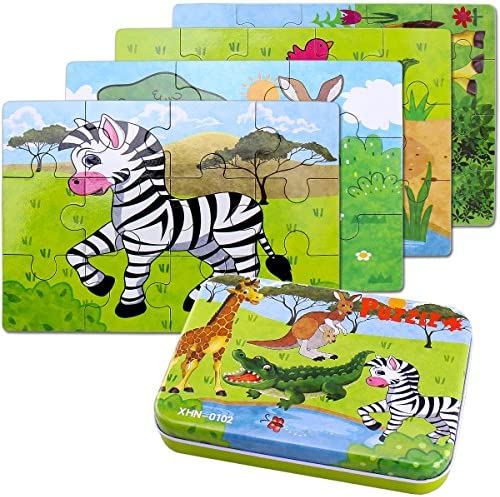 Puzzles de Madera, Rompecabezas de Madera de BBLIKE Jigsaw Toy en una Caja para niños, Herramienta de Aprendizaje Educativo cumpleaños para niñas(Cebra)