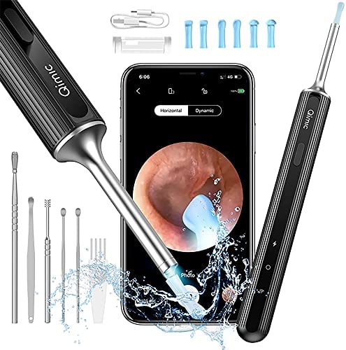 QIMIC Otoscopio 3,5mm WiFi Endoscopio con 6 LED Camara Endoscopica Inalámbrico, Kit de Limpiador de Oídos para Eliminación de Cerumen para iPhone, Tabletas y Android