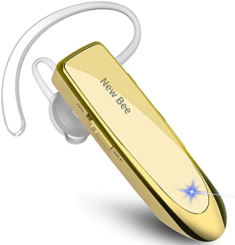 New Bee Manos Libres Auricular Bluetooth Auricular inalámbrico Bluetooth Mano Libre con tecnología de Captura de Voz Clara Auricular Bluetooth para iPhone Samsung Huawei Sony, etc (Blanco)