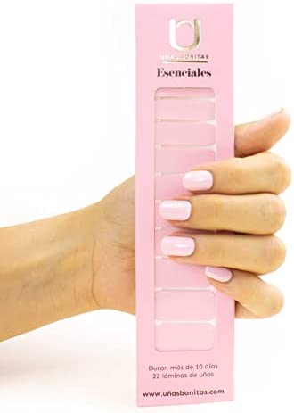 UÑAS BONITAS- Láminas de uñas adhesivas, manicura sin tóxicos. Colección Esenciales (Rosa Chicle)