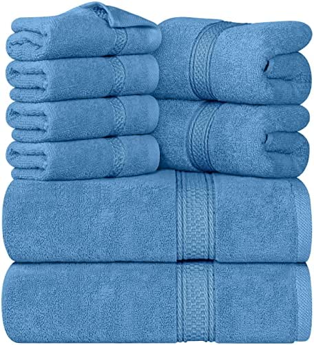 Utopia Towels – Juego de Toallas; 2 Toallas de baño, 2 Toallas de Mano y 4 toallitas – 100% Algodón (Azul)