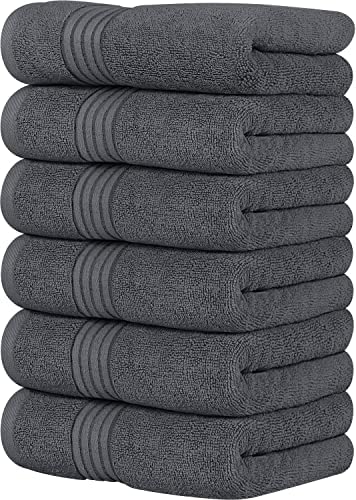Utopia Towels – Premium Toallas de Mano – 100% algodón Hilado en Anillo, Ultra Suave y Altamente Absorbente, de Grosor, 41 x 71 CM's, Toallas de Mano (Paquete de 6 – Gris)