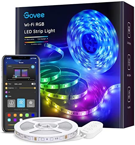 Govee Tiras LED Alexa 5m, Luces LED Habitacion WiFi Inteligente RGB Funciona con Alexa, Google Assistant y App, 64 Modo de Escena y Música para TV, Techo y Juego Electrónico