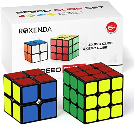 ROXENDA Speed Cube Set, Cubos de Velocidad de 2×2 3×3 Pirámide, Super-Durable Cubo Mágico con Colores Vivos, Giro Fácil y Juego Suave para Principiantes y Profesionales