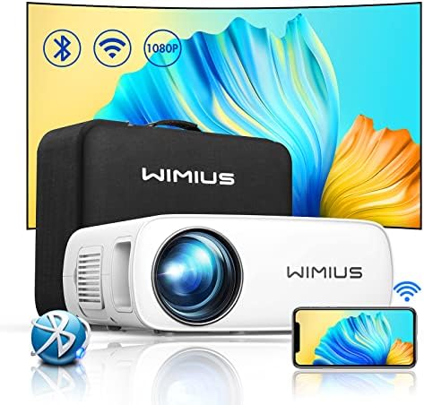 Proyector 12000 Lumen WiFi 5G Bluetooth 1080P Nativo, WiMiUS Proyector Mini Portátil con Zoom Keystone Proyector Full HD 4K para Android iPhone PC Proyector LED Soporte Fire Stick TV