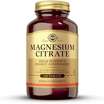 Solgar Citrato de Magnesio Función Muscular y Reducción de la Fatiga, 120 Comprimidos