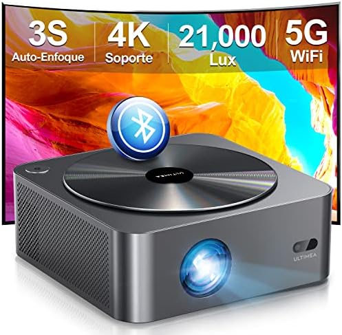 ULTIMEA Proyector Full HD 1080P Nativo con Auto Focus/Keystone, Proyector 4K Supporto Cine en Casa 21000Lux, Proyector 5G WiFi Bluetooth, Proyectores Cinema para iOS Android Phone/TV Stick/Laptop