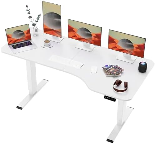 SANODESK QS 160 x 75 cm Escritorio Regulable en Altura Eléctrico Standing Desk Escritorio Elevable Eléctrico con Tablero Telescópico Bidireccional con Función de Memoria (Blanco+Arce)