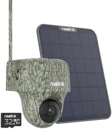 Reolink 4K 3G/4G LTE Cámara Vigilancia Exterior Solar, Visión Nocturna, Detección de Movimiento PIR, Reconocimiento de Animales, Batería Recargable, Go Ranger PT +6W Panel Solar +Tarjeta 32G microSD