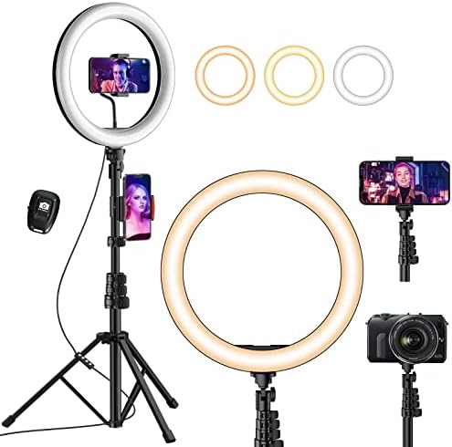 UPhitnis 12" Aro de Luz con Tripode para Movil TIK Tok Anillo de Luz con Control Remoto 3 Modos 10 Brillos Regulables para Maquillaje, Selfie, Streaming, Youtube, USB