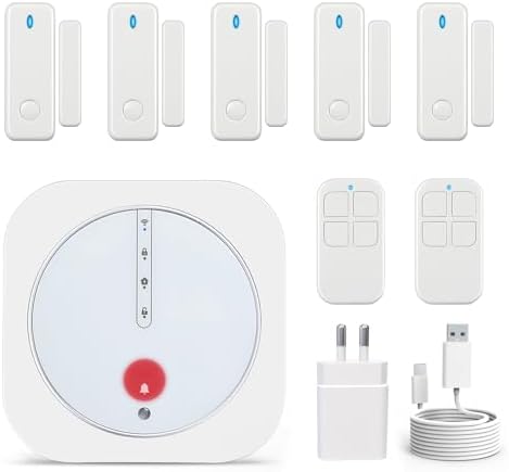 UMEIMA Kit Alarma casa, 5G WLAN Sistema de Alarma para casa con Sirena de 120DB, Controles Remotos y Sensor de Puerta/Ventana, Compatible con Alexa, Google Home – Ampliable