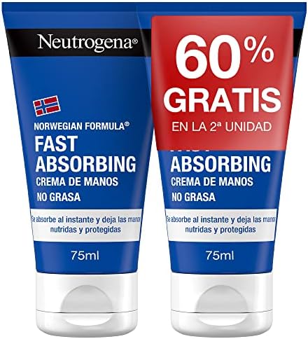 Neutrogena Crema de Manos Reparadora para Grietas Fórmula Noruega, Rápida absorción, Pack 2 x 75 ml