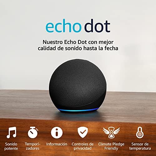 Echo Dot (5.ª generación, modelo de 2022)Altavoz inteligente wifi y Bluetooth con Alexa, con sonido más potente y de mayor amplitudAntracita