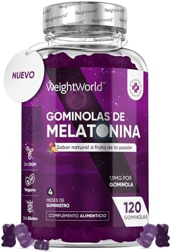 Melatonina Gominolas 120 Unidades Con Vitamina B6 y Sabor Natural A Fruta de la PasiónGummies para 4 Meses de Conciliación del Sueño y Reducción del CansancioVeganas y Sin Gluten