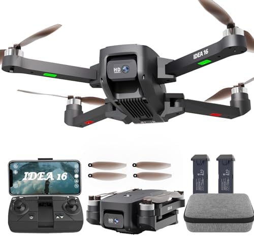 le-idea Drone con Camara 4K, IDEA16P 5GHz WIFI FPV Dron con 2 Camaras, Dron Velocidad 40km/h, Motor sin Escobillas, Drone 2 Baterias con 30 Minutos de Vuelo, IDEA16P Drone Modelo 2024