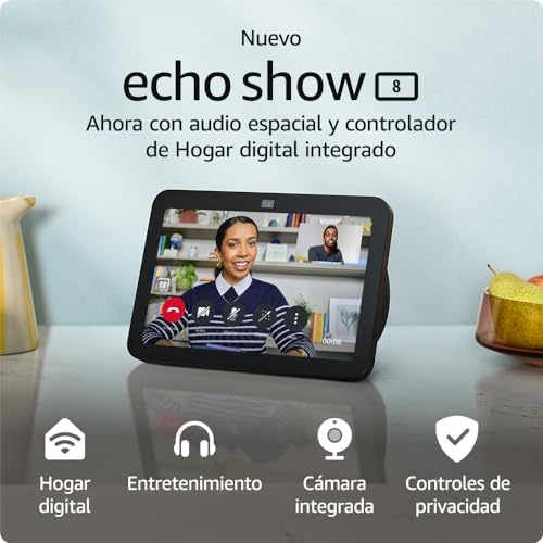 Echo Show 8 (3.ª generación, modelo de 2023)Pantalla táctil inteligente de alta definición con audio espacial, controlador de Hogar digital y AlexaAntracita