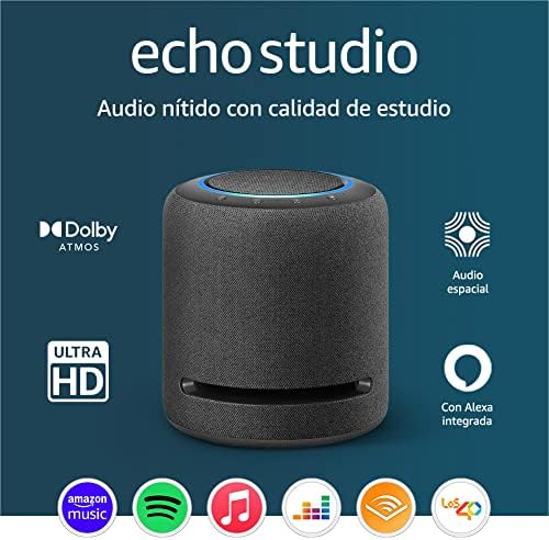 Echo StudioNuestro altavoz inteligente wifi y Bluetooth con mejor sonido hasta la fecha, con audio espacial, Dolby Atmos, Alexa y controlador de Hogar digitalAntracitaAntracita