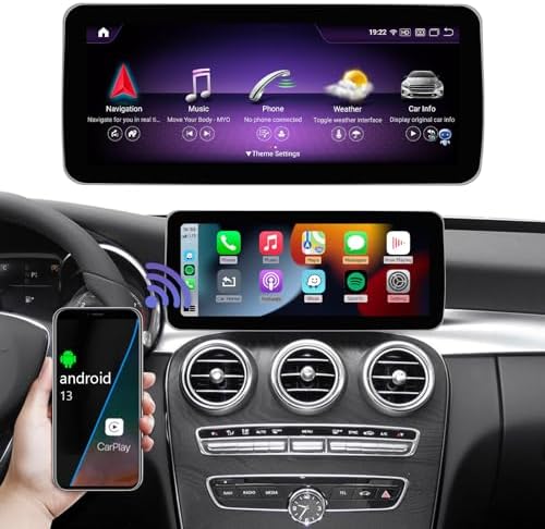 Road Top Android 13 Estéreo de Coche 12,3'' Car Radio Pantalla táctil de para Mercedes Benz C GLC Clase W205 2015-2018 Año, Compatible con Apple Carplay inalámbrico/Android Auto