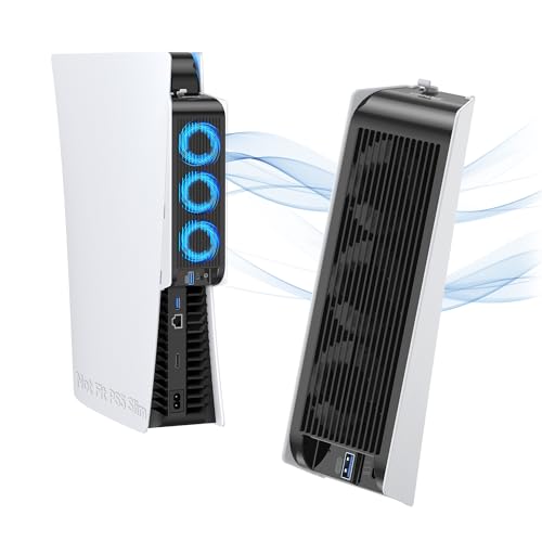 KIWIHOME Ventilador de refrigeración para accesorios PS5, ventilador silencioso actualizado con 3 ventiladores y USB externo para PS5 Edición digital/Ultra HD Consola (Blanco)