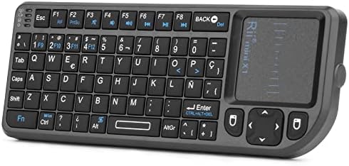 Rii X1 Mini Teclado inalámbrico 2.4GHz con ratón táctil, Control Remoto.Mini Wireless Keyboard – Compatible con Smart TV, Mini PC Android, Playstation, Xbox, HTPC, PC, Raspberry Pi (Layout español)